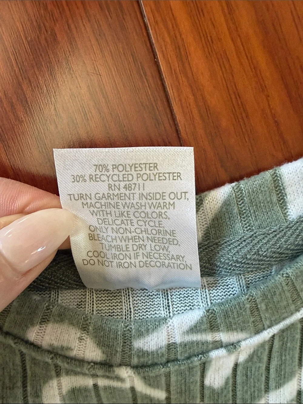 Falls Creek Olive Green Floral Ribbed Pajama Set